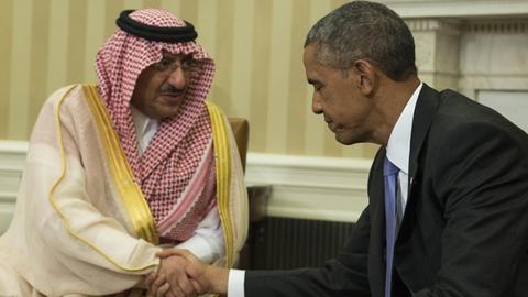 US-Präsident Barack Obama beim Empfang des saudischen Kronprinzen Mohammed Bin Nayef im Weißen Haus.
