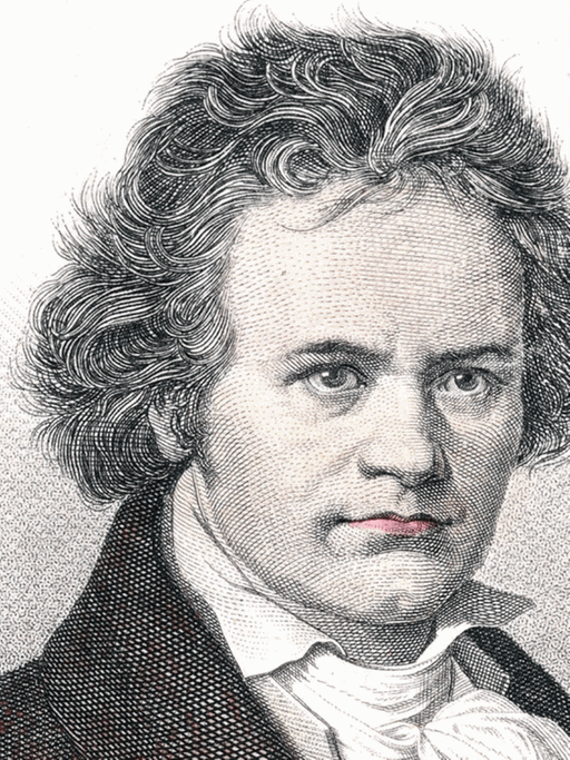 Der Komponist Ludwig van Beethoven in einem historischen Stich von 1820