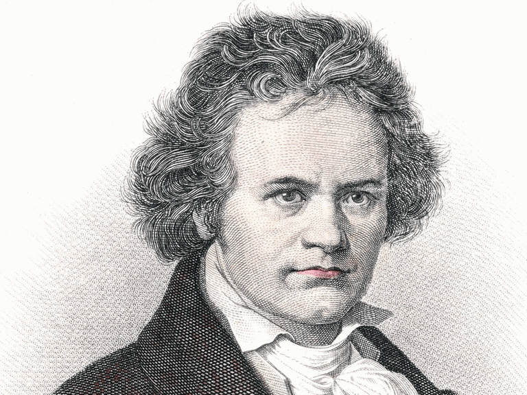 Der Komponist Ludwig van Beethoven in einem historischen Stich von 1820