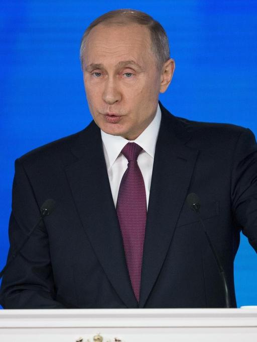 Der russische Präsident Wladimir Putin bei seiner Rede an die Nation