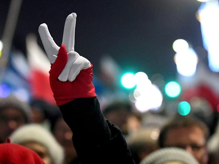 Proteste gegen die Politik der rechtskonservativen polnische Regierung in Warschau
