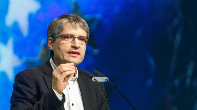 Sven Giegold, Europa-Abgeordneter der Grünen, bei einer Rede in Münster
