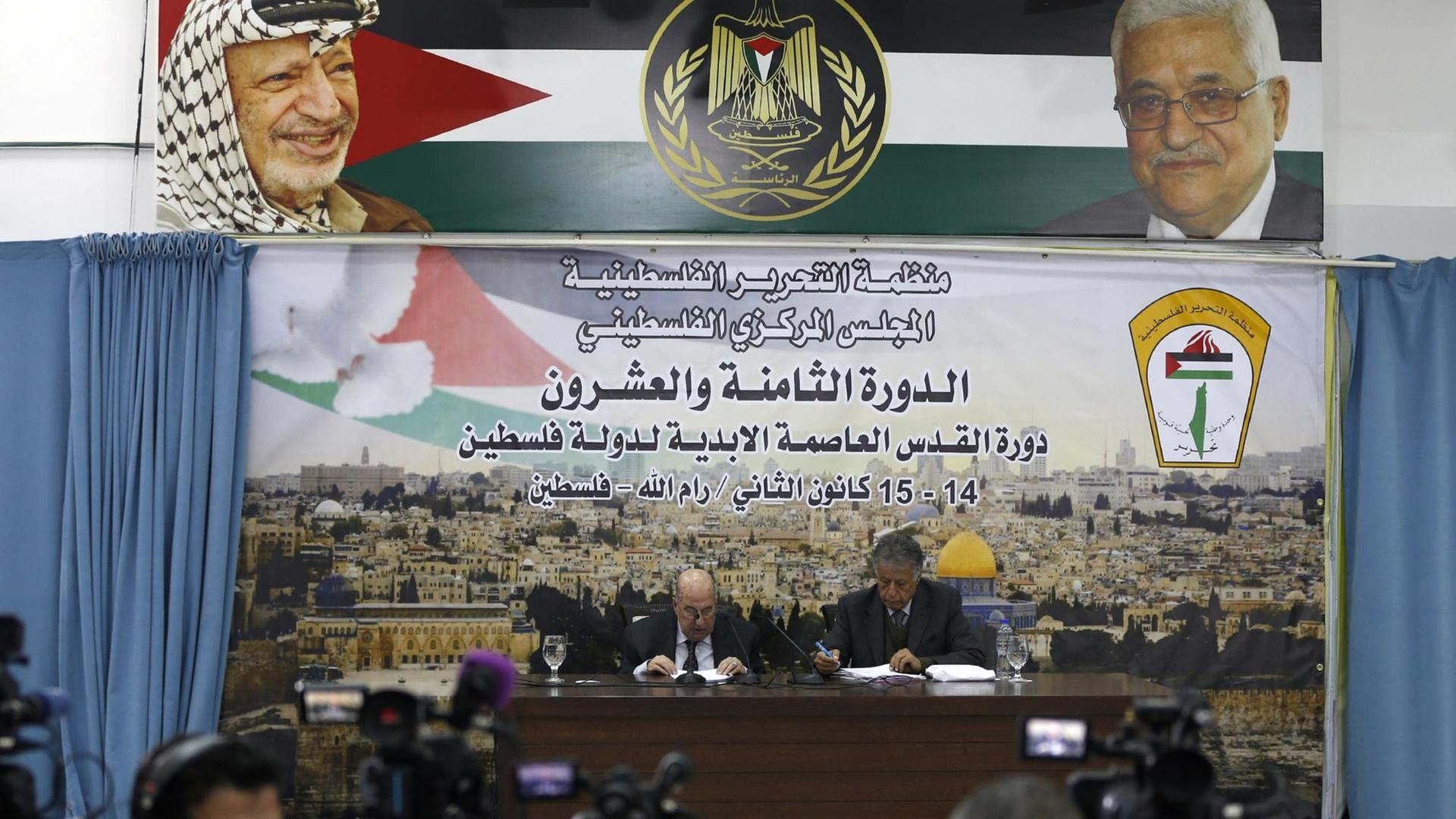 Der PLO-Zentralrat verliest eine Abschlusserklärung nach einer zweitägigen Beratung in Ramallah.