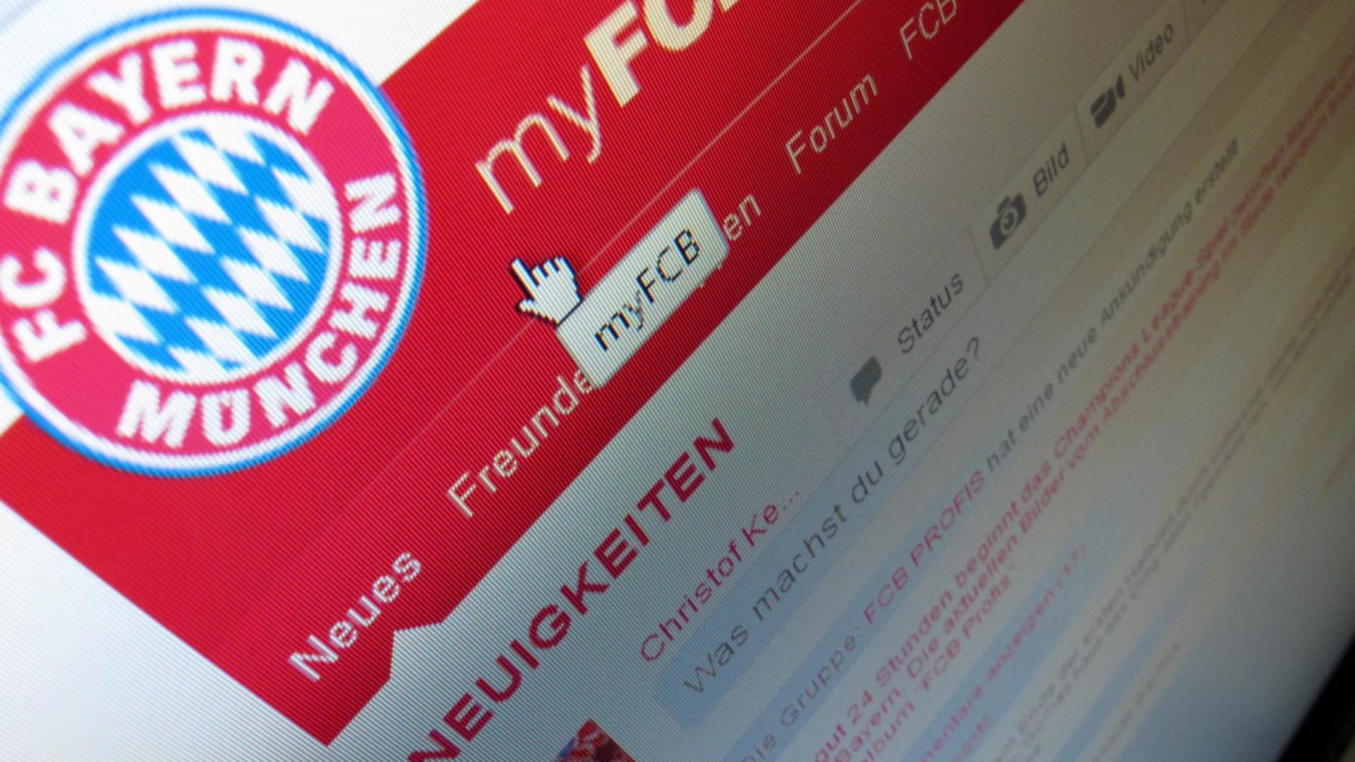 Screenshot der schon seit 2012 bestehenden Internetseite "MyFCB" des FC Bayern München