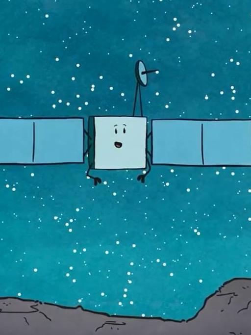 Die Raumsonde Rosetta über dem Kometen Tschuri - für die ESA animiert von Carlo Palazzari