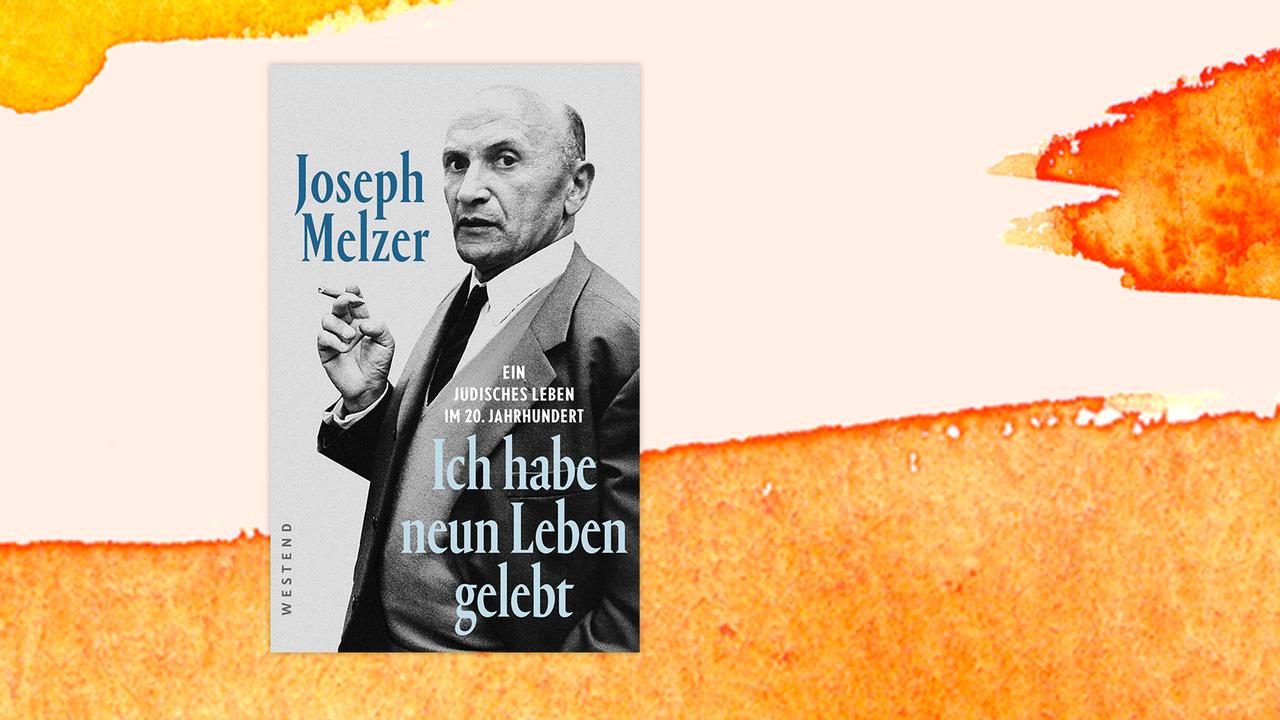 Das Cover von Joseph Melzers Buch "Ich habe neun Leben gelebt" vor orange-weißem Hintergrund.