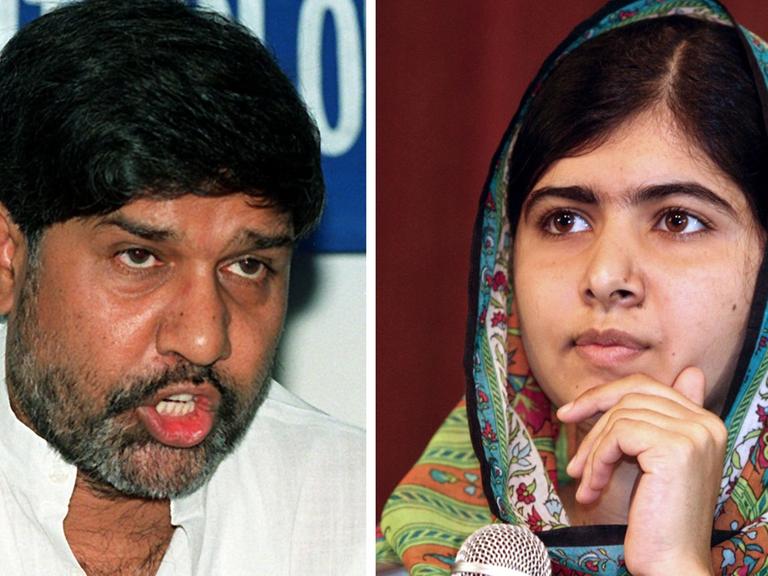 Eine Montage aus zwei Archivbildern zeigt die Träger des Friedensnobelpreises 2014, die Kinderrechtsaktivisten Malala Yousafzai und Kailash Satyarthi.