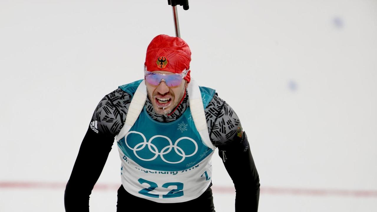 Der Biathlet Arnd Peiffer aus Deutschland bei den Olympischen Winterspielen 2018