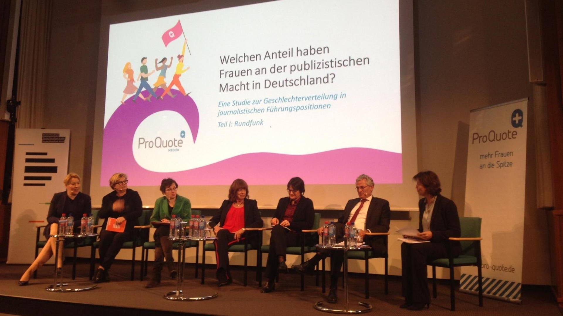 Podiumsdiskussion zur ersten Studie von ProQuote Medien zur Gleichstellung im Rundfunk.