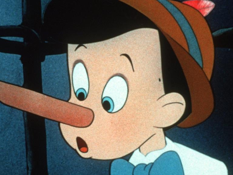 Kriegte vom Lügen immer eine lange Nase: Pinocchio.
