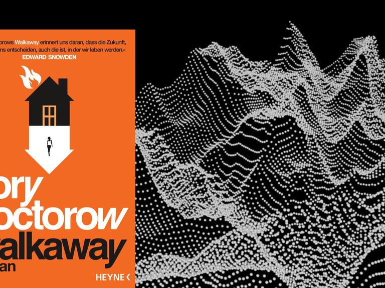 Cover von dem Science-Fiction-Roman "Walkaway", im Hintergrund eine durch den Computer geschaffene abstrakte Landschaft.