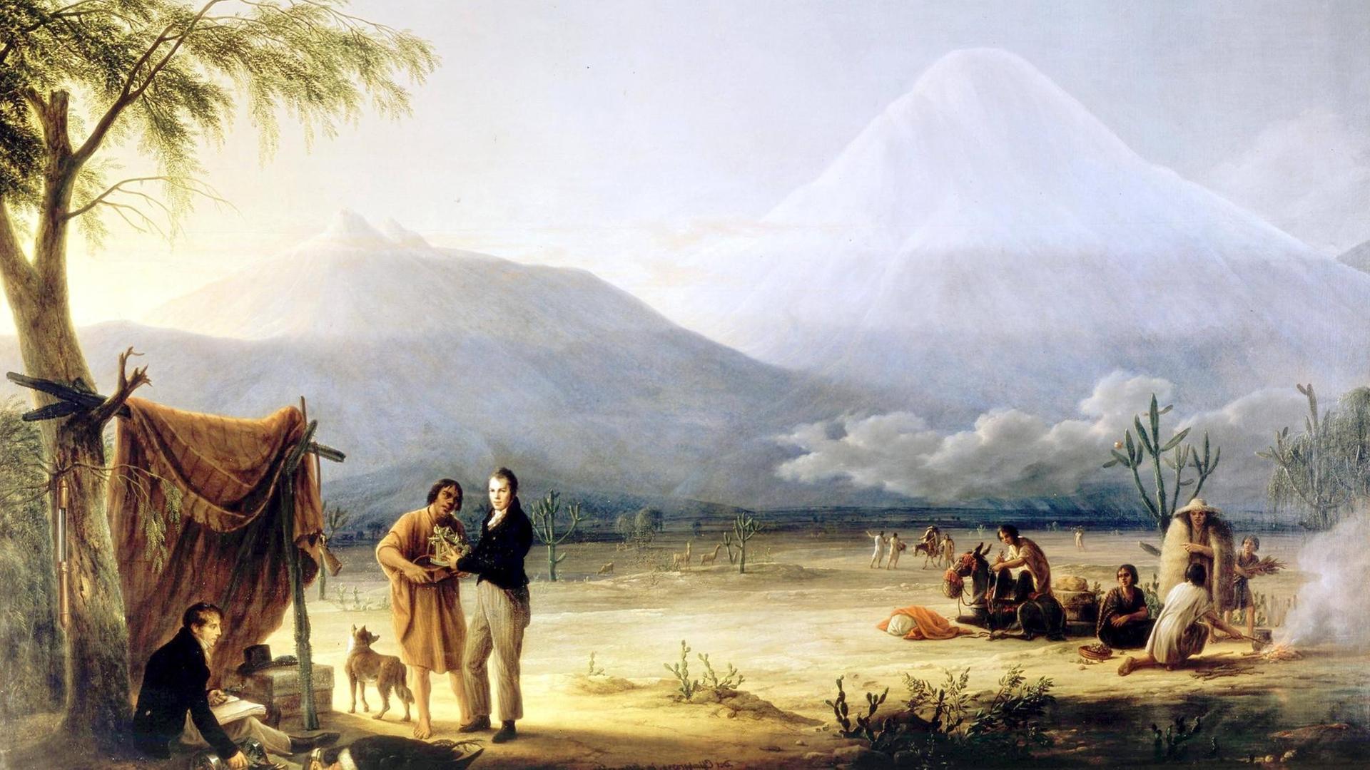 Zeitgenössisches Bild von Alexander von Humboldt und Aimé Bonplan in den Anden.