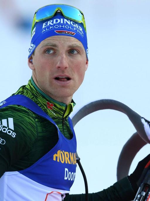 Erik Lesser beim Biathlon-Weltcup in Ruhpolding 2018.