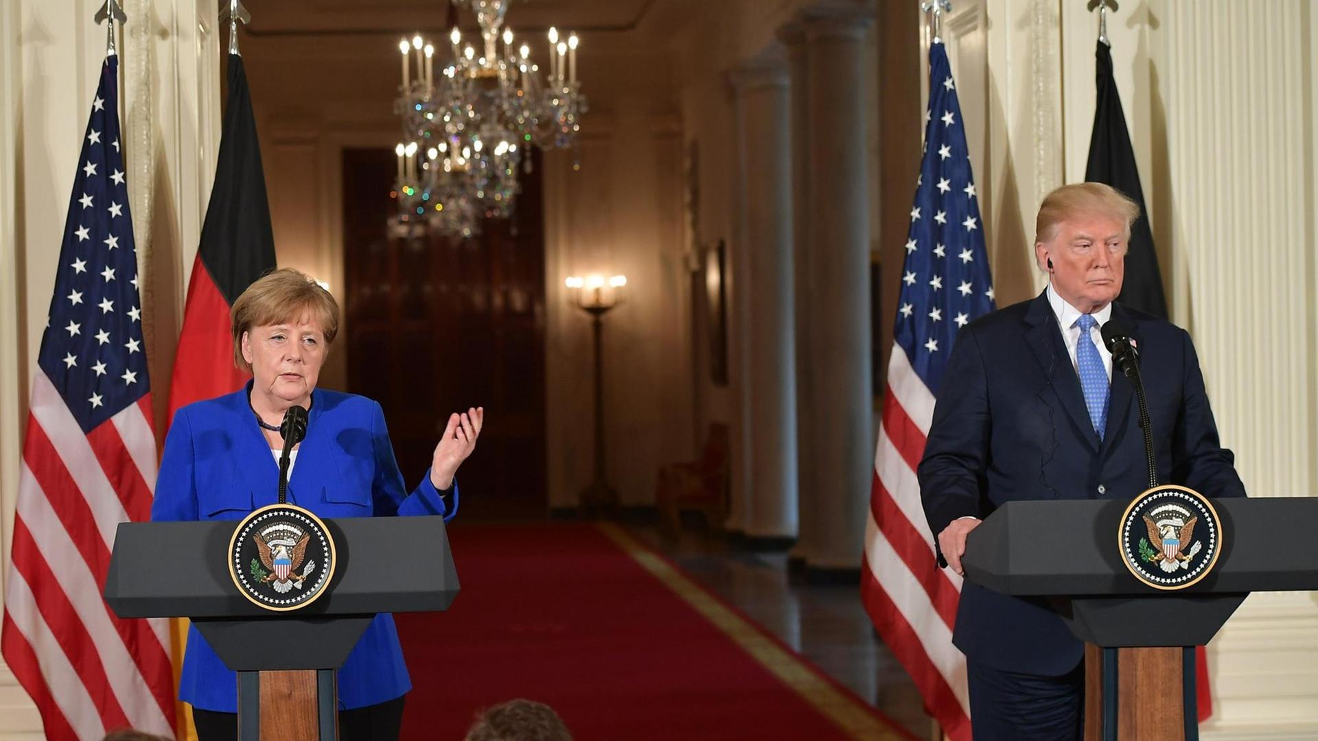 Gemeinsame Pressekonferenz von Kanzlerin Angela Merkel und US-Präsident Donald Trump am 27.4.2018 in Washington D.C.