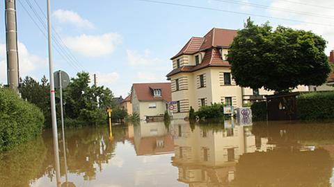 Hochwasser im Dresdner Stadtteil Gohlis