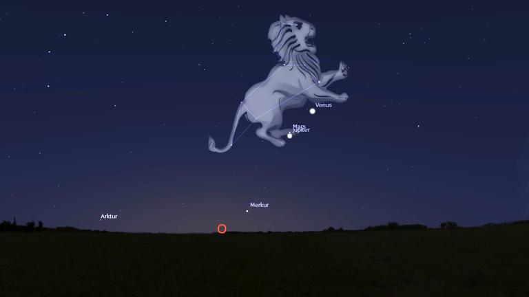 Die Planeten Venus, Jupiter, Mars und Merkur am Morgenhimmel Die Planeten Venus, Jupiter, Mars und Merkur am Morgenhimmel