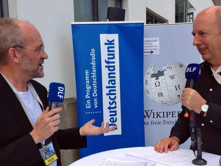 Achim Killer und Manfred Kloiber auf der Wikicon 2015 in Dresden.