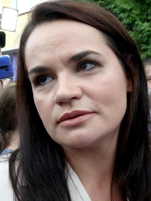 Die Oppositionskandidatin Swetlana Tichanowskaja am Wahltag Die Oppositionskandidatin Swetlana Tichanowskaja am Wahltag