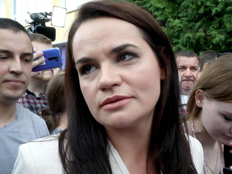 Die Oppositionskandidatin Swetlana Tichanowskaja am Wahltag Die Oppositionskandidatin Swetlana Tichanowskaja am Wahltag