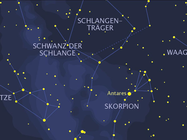 Der Stern Antares im Sternbild Skorpion Der Stern Antares im Sternbild Skorpion