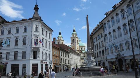 Altstadt der slowenischen Hauptstadt Ljubljana, aufgenommen am 16.06.2016. Foto: Thomas Brey/dpa | Verwendung weltweit