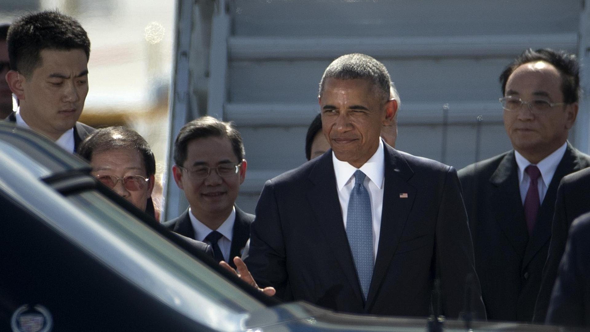 US-Präsident Barack Obama landet in Hangzhou, um am G20-Gipfel teilzunehmen.