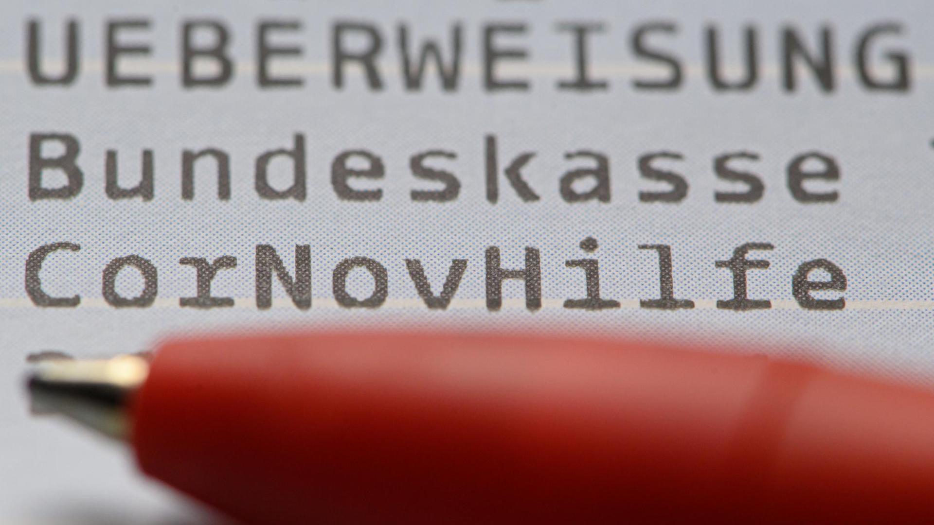 Auf einem Kontoauszug ist die eingegangene "Novemberhilfe" ausgewiesen. Auf einem Kontoauszug ist die eingegangene "Novemberhilfe" ausgewiesen.