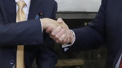 US-Präsident Donald Trump (r.) und der japanische Premierminister Shinzo Abe bei ihrem Treffen im Weißen Haus.