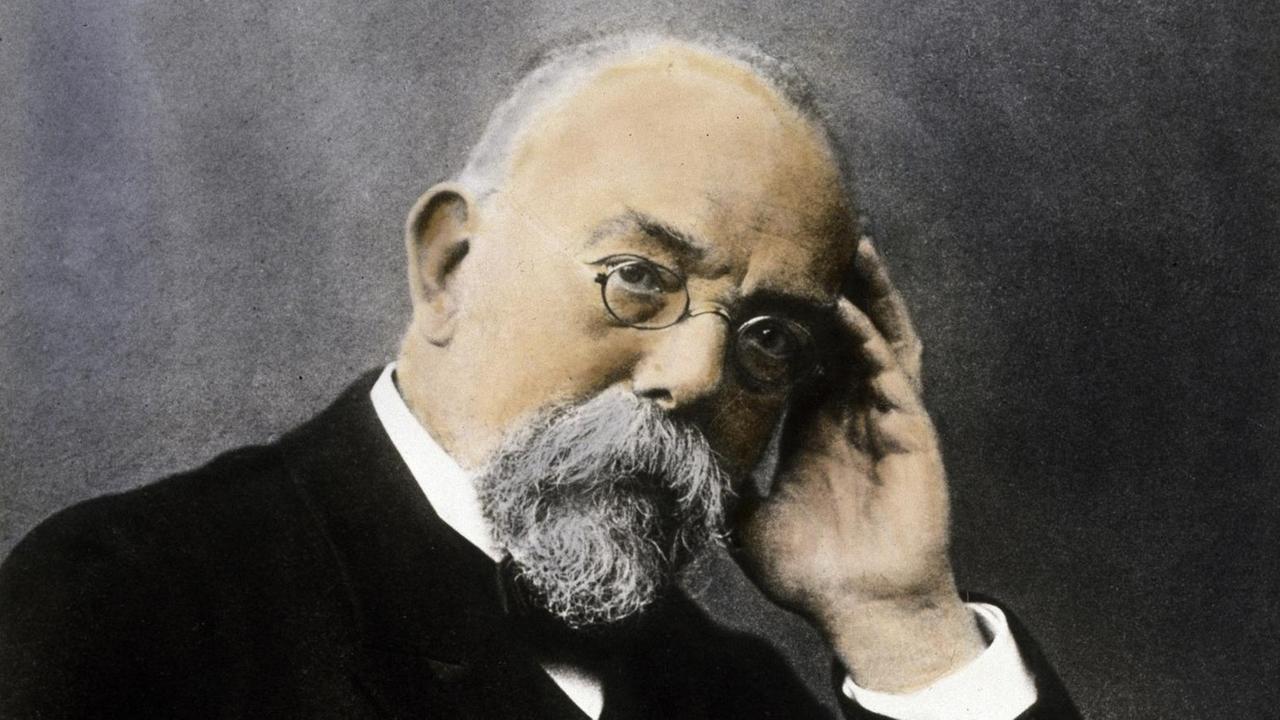 Robert Koch, Mediziner und Bakteriologe, Porträtaufnahme (koloriert), um 1900