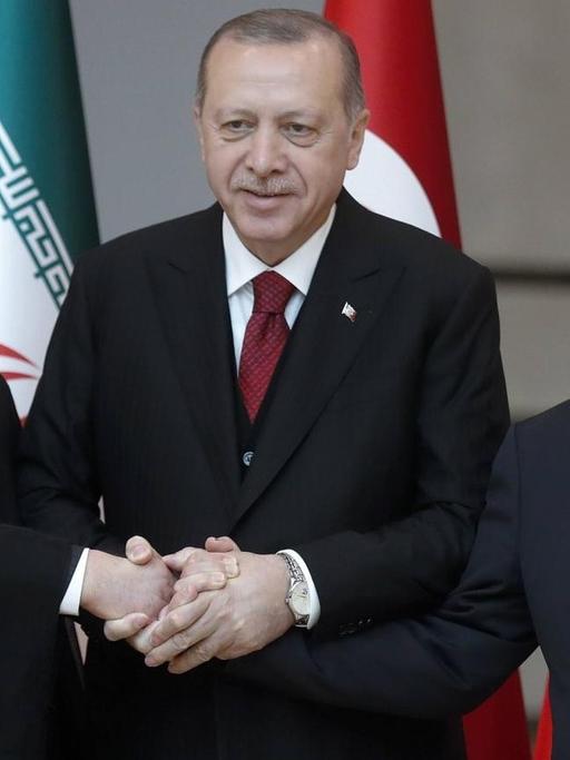 Hassan Rouhani, Recep Tayyip Erdogan und Wladimir Putin beim Syrien-Gipfel am 4.4.2018 in Ankara