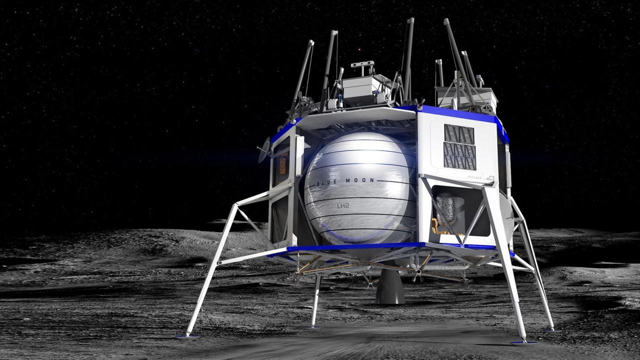 Das Unternehmen Blue Origin fechtet die NASA-Entscheidung an und möchte mit "Blue Moon" auf dem Trabanten landen