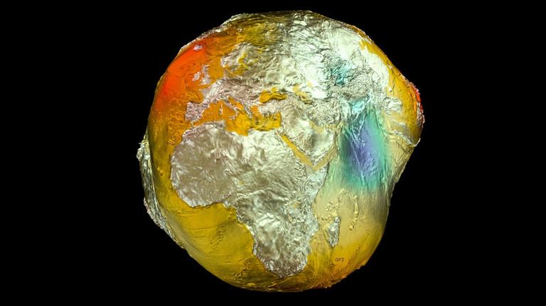 20170510b: Die "Postdamer Kartoffel", eine stark übertriebene Darstellung der Form der Erde (GFZ)
