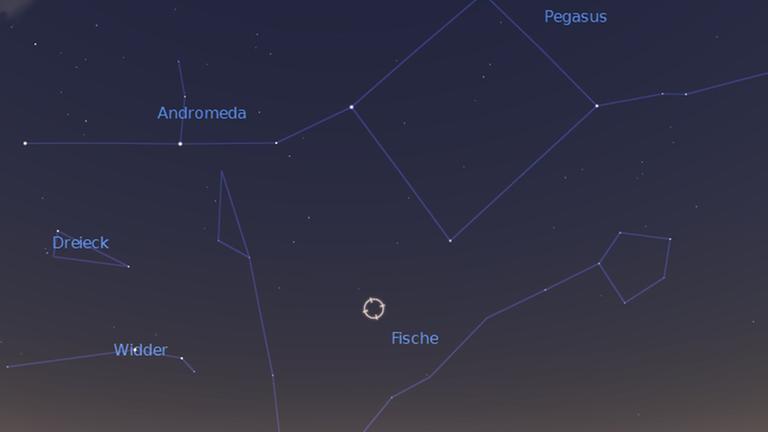 Der Stern HIP 3823 heute Abend gegen 19 Uhr am Osthimmel