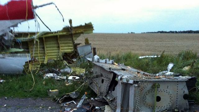 Trümmerteile der abgestürzten Boeing 777 der Malaysia Airlines in der Ostukraine.