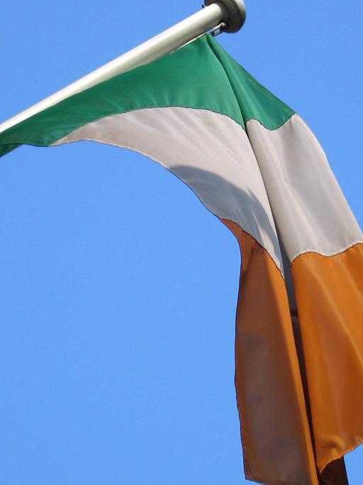 Eine Flagge von Irland weht im Wind.