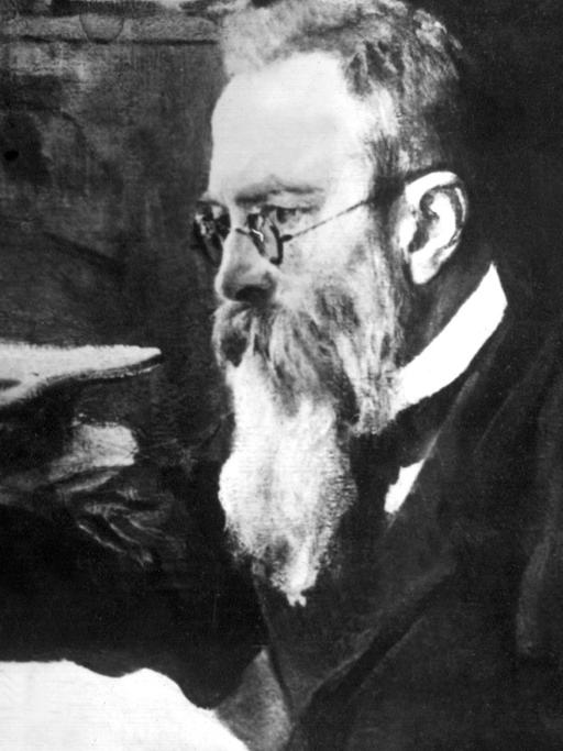 Der russische Komponist Nikolai Andrejewitsch Rimski-Korsakow (1844 - 1908) in einer zeitgenössischen Darstellung