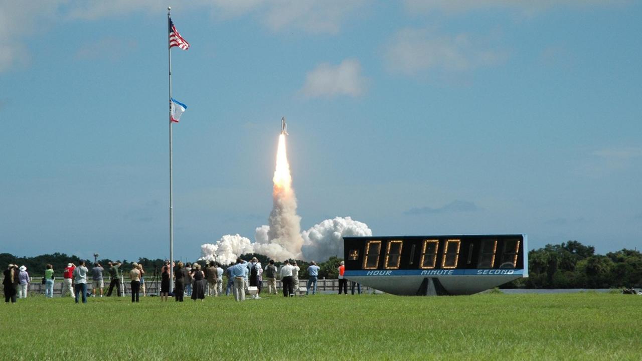 Die Countdown-Uhr am Kennedy Space Center in Florida