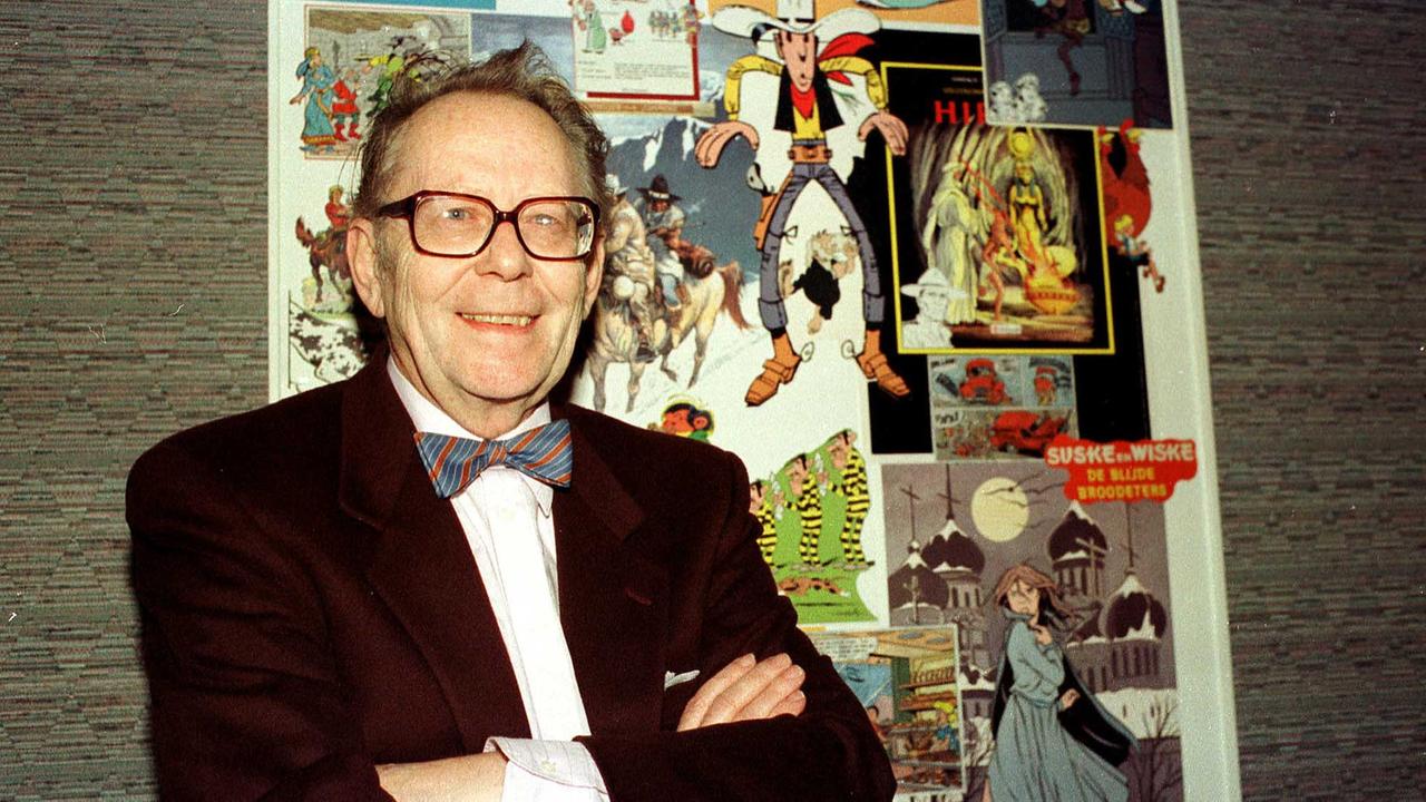 Der belgische Comiczeichner Maurice De Bevere, bekannt unter seinem Künstlernamen Morris im Jahr 2001
