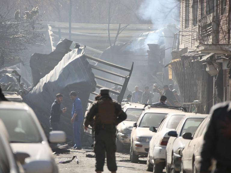 Der Ort des Anschlags vom 27. Januar in der Hähe des Sidarat-Platzes in Kabul. Mindestens 17 Menschen wurden getötet und 110 verletzt.