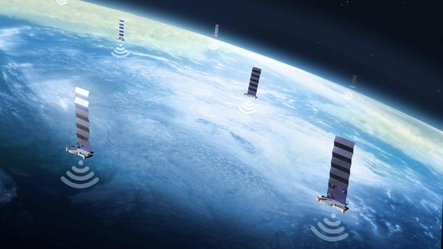 Das Bild zeigt eine Illustration des Starlink-Satelliten-Netzwerks