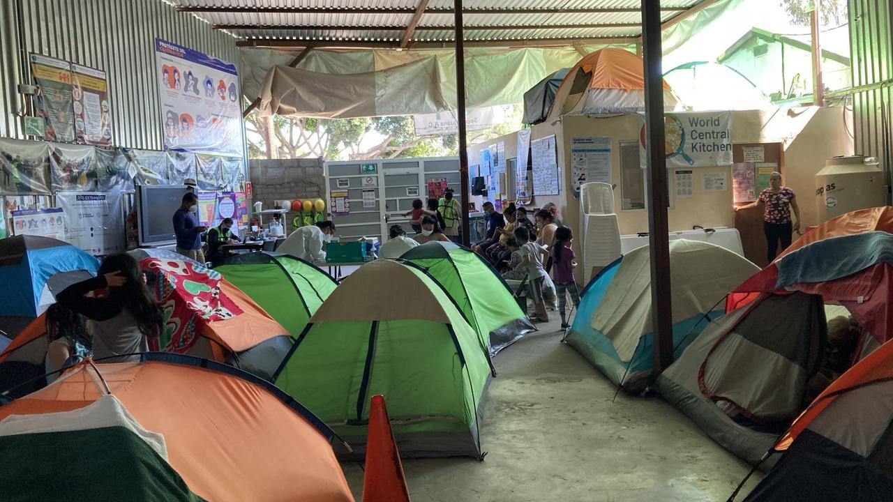 Migranten zelten in eine Herberge an der Grenze zu Mexiko.