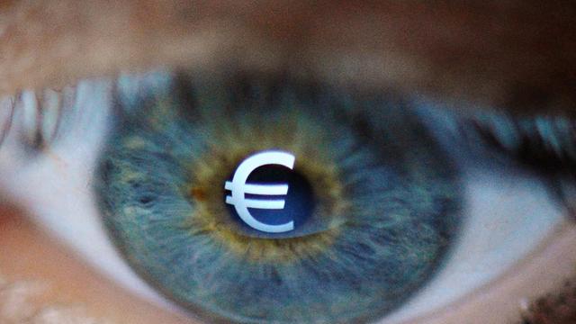 ILLUSTRATION - Ein Eurozeichen spiegelt sich im Auge einer Frau (Aufnahme gespiegelt). Foto: Daniel Reinhardt/dpa