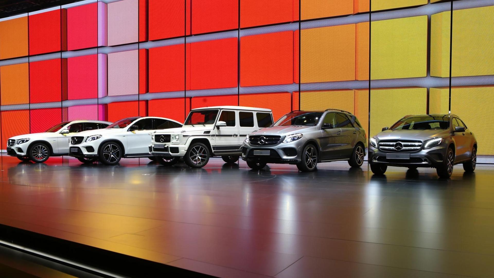 Die SUV-Flotte von Mercedes auf der Internationalen Automobil-Ausstellung (IAA) 2015 in Frankfurt.