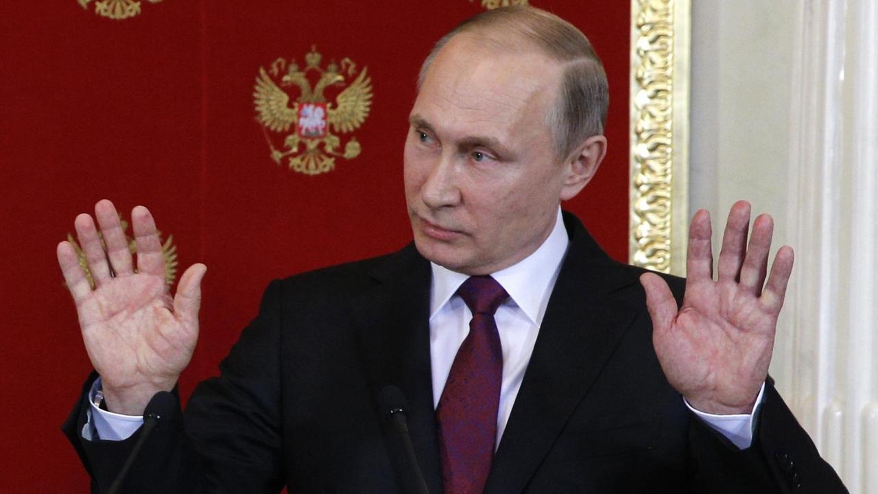 Russlands Präsident Wladimir Putin bei einer Pressekonferenz in Moskau