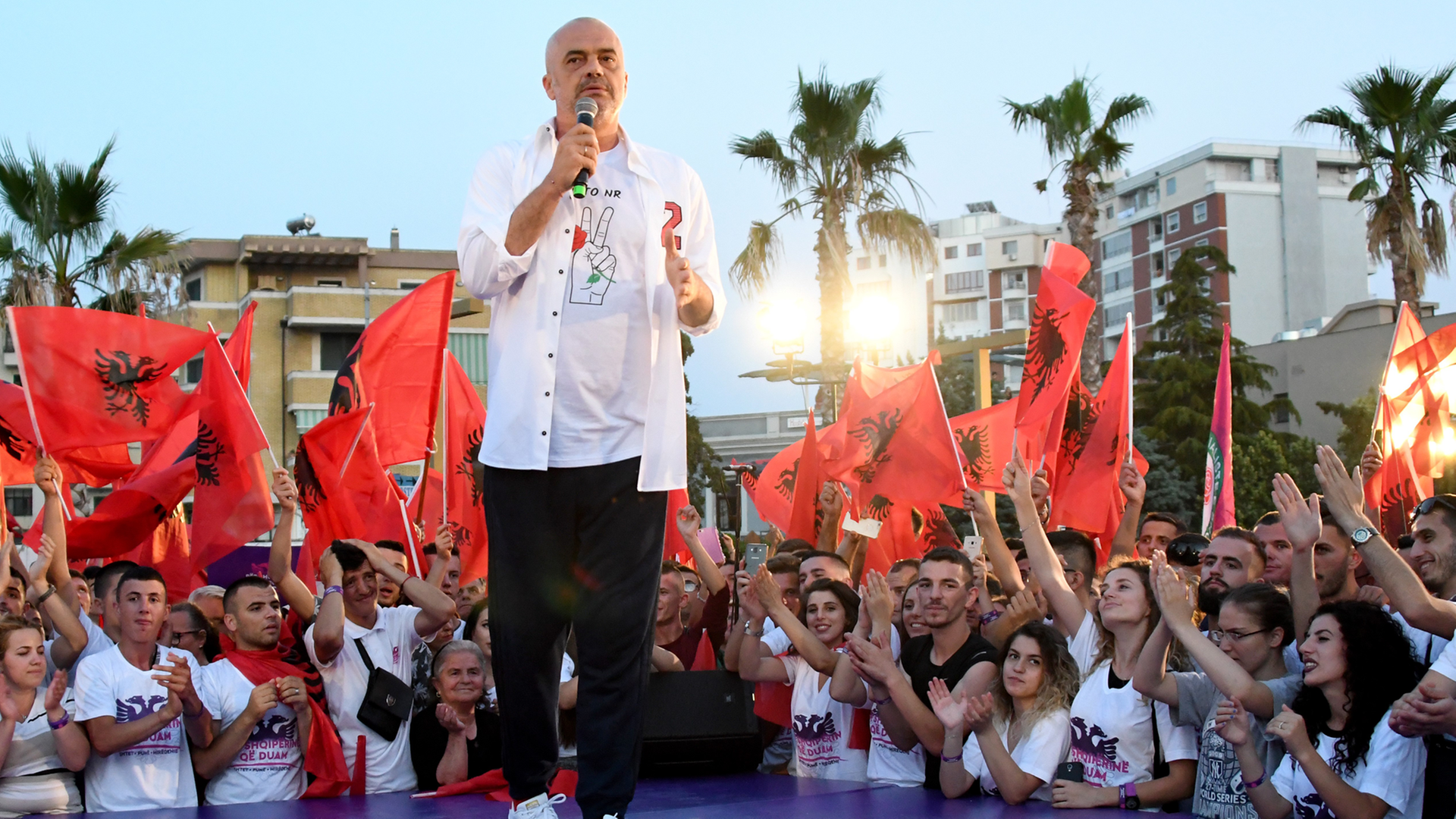 Albaniens Premierminister Edi Rama bei einer Wahlkampfveranstaltung