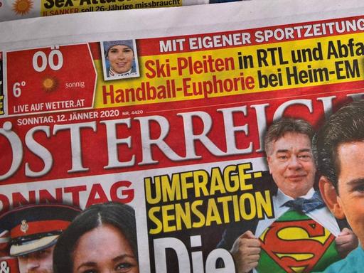 Titelseite der Tageszeitung "Österreich" vom 12.01.2020 mit der Schlagzeile "Umfragensensation" und einem Foto von Sebastian Kurz.
