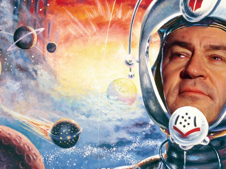 Eine Montage in der das Gesicht von Markus Söder in ein Bild aus dem Comic "Unser Mann im All" montiert ist.