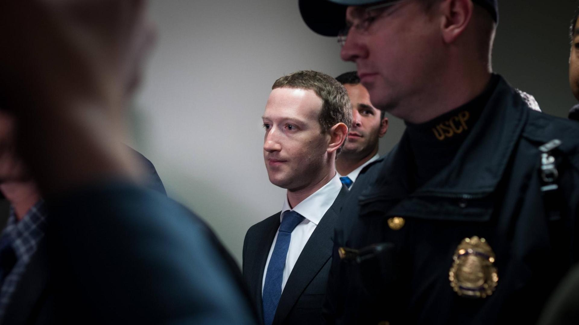 April 9, 2018 - Washington, District of Columbia, U.S - Facebook CEO Mark Zuckerberg meets with senators on Capitol Hill before his appearance at two congressional hearings this week. Washington U.S.
