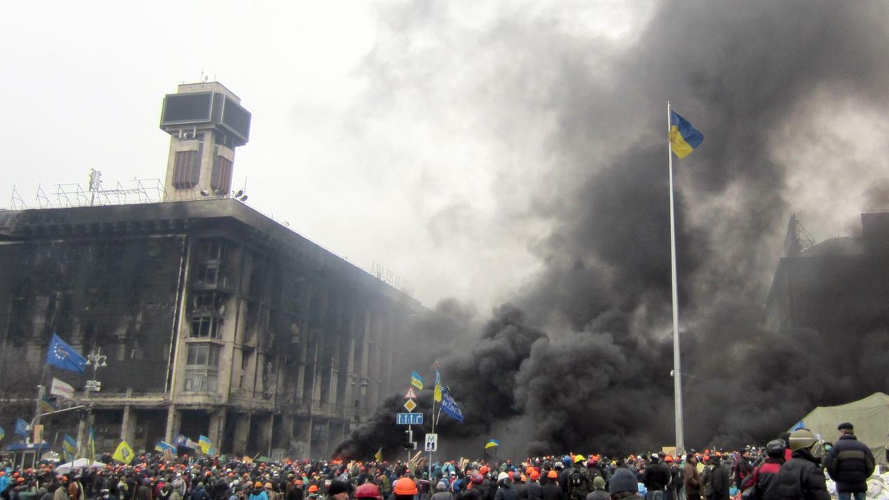 Am 20.02.2014 kam es auf dem Maidan zu Auseinandersetzungen zwischen Polizei und Demonstranten.