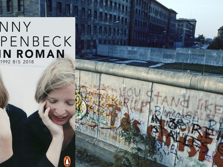 Cover von Jenny Erpenbecks Autobiographie "Kein Roman". Im Hintergrund ist ein Foto der Berliner Mauer zu sehen (vor 1989/Wilhelmstrasse).